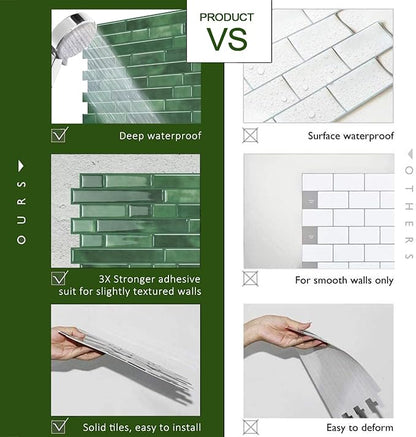 STICKGOO Peel and Stick Backsplash - 10 Sheets of 12”×12” - 3D Self Adhesive Peel and Stick Tile Backsplash for Kitchen & Bathroom