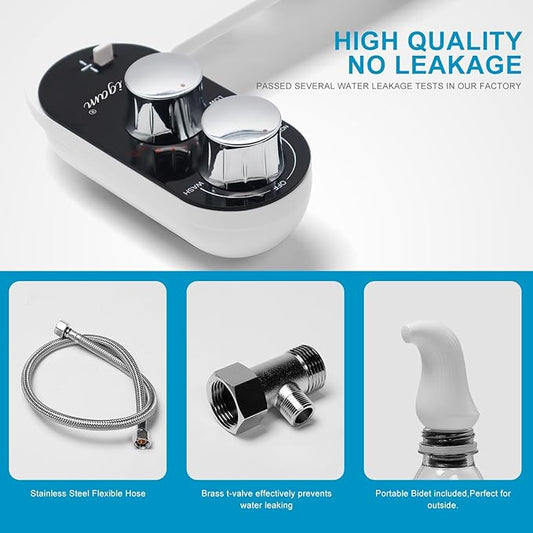 Bidet Attachment for Toilet Warm Water,Hot and Cold Bidet Attachment,Ultra-Slim Non-Electric Bidet Attachment for Frontal/Rear Wash, with Pressure & Angle Controls,Easy to install
