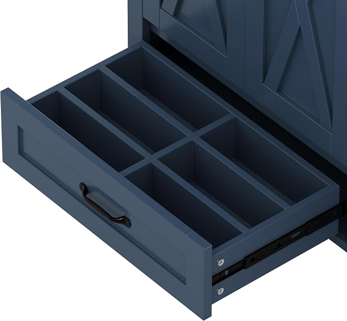 36" Bathroom Vanity with Sink, Freestanding Bathroom Cabinet | Ceramic Top & Backsplash, 4 Storage Drawers, X-Shaped Doors, Adjustable Shelving, Door Storage and Towel Bar, Navy Blue