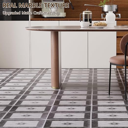 Peel and Stick Floor Tile, 40-Pack 12" x 12" Vinyl Flooring, Waterproof Self-Adhesive Luxury Vinyl Tiles, Easy DIY for Bathroom, Kitchen, Dinning Room, RV, Cover 40 Sq. Marble Diamond