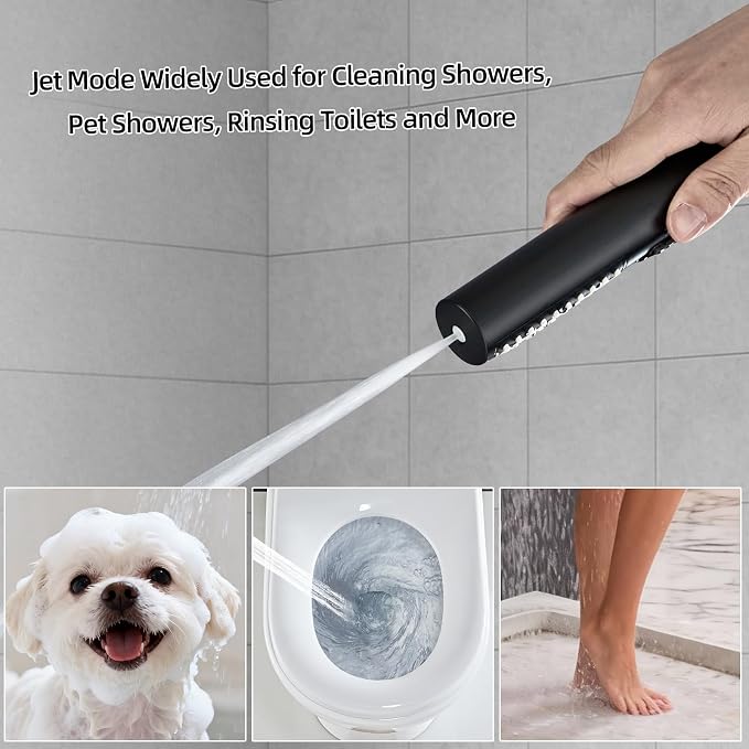 Handheld Shower Head，High Pressure Shower Head,Water Saving Detachable Shower Wand with Solid Brass Body and 5 ft Flexible Hose, Easy to Clean and Durable (Cylinder Head)