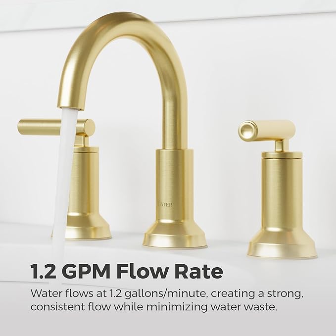 Pfister Capistrano Bathroom Sink Faucet, 8-Inch Widespread, 2-Handle, 3-Hole, NSF Certified, Brushed Gold Finish, LF049CSOBG