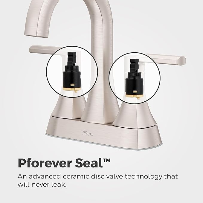 Pfister Vaneri Bathroom Sink Faucet, 4-Inch Centerset, 2-Handle, 3-Hole, NSF Certified, Spot Defense Brushed Nickel Finish, LF048VRIGS