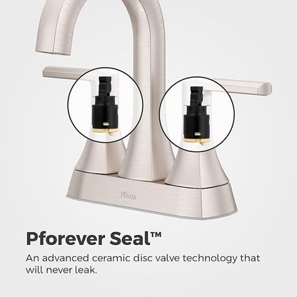 Pfister Vaneri Bathroom Sink Faucet, 4-Inch Centerset, 2-Handle, 3-Hole, NSF Certified, Spot Defense Brushed Nickel Finish, LF048VRIGS