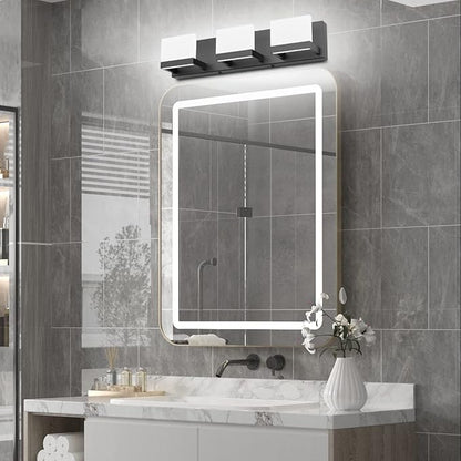 Tipace 3 Lights Black Dimmable LED Vanity Light for Bathroom Up and Down Black Modern Bathroom Wall Light Fixtures Over Mirror(White Light 6000K)