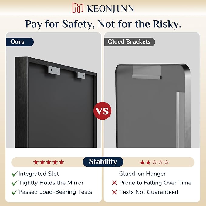 Keonjinn 72x36 Inch Black Bathroom Mirror for Over Sink, Rectangular | HD Tempered Glass, Vanity Mirror, Brushed Framed, Square Corner, Modern Farmhouse, Wall Mounted Mirrors, Aluminum Alloy