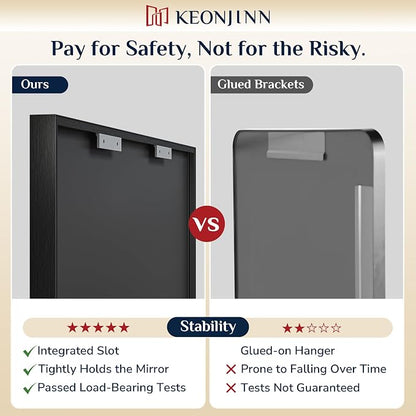 Keonjinn 72x36 Inch Black Bathroom Mirror for Over Sink, Rectangular | HD Tempered Glass, Vanity Mirror, Brushed Framed, Square Corner, Modern Farmhouse, Wall Mounted Mirrors, Aluminum Alloy