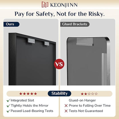 Keonjinn 40x24 Inch Black Bathroom Mirror for Over Sink, HD Tempered Glass | Rectangular, Vanity Mirror, Brushed Framed, Square Corner, Modern Farmhouse, Wall Mounted Mirrors, Aluminum Alloy