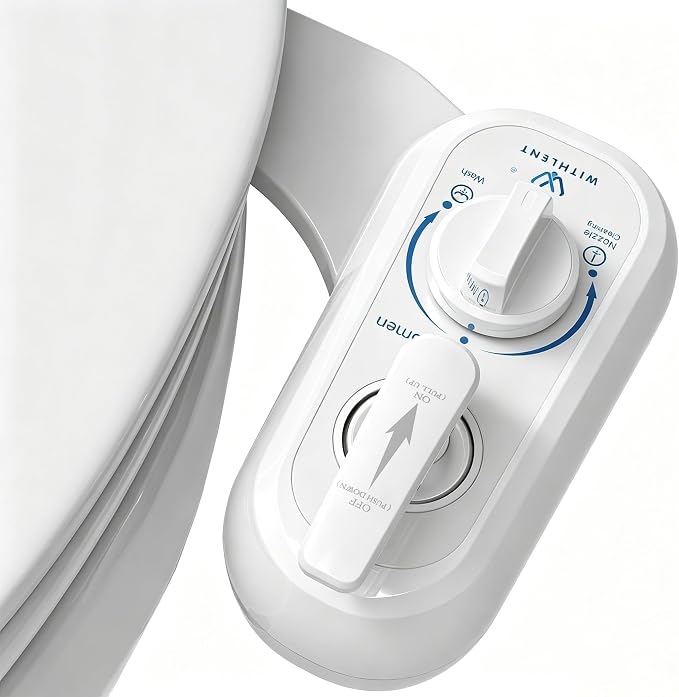 Left Hand Bidet Attachment for Toilet - Control Panel on Left Side - Self-Cleaning Dual Nozzle for Front and Rear Wash,Non-Electric Adjustable Water Pressure, Water Bidet Toilet Seat Attachment