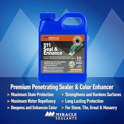 Miracle Sealants 511 Seal & Enhance Premium Enhancing Sealer for Stone & Tile, Pint, 6 Pack