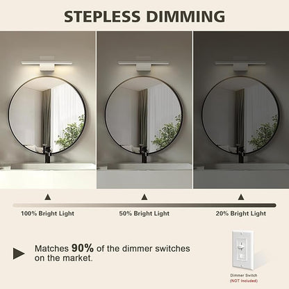 JUSHENG Brushed Nickel Modern LED Vanity Lights for Bathroom Light Fixtures, 16 Inch 16W 5CCT Dimmable Vanity Light Bar Bathroom Lighting, ETL Certificated