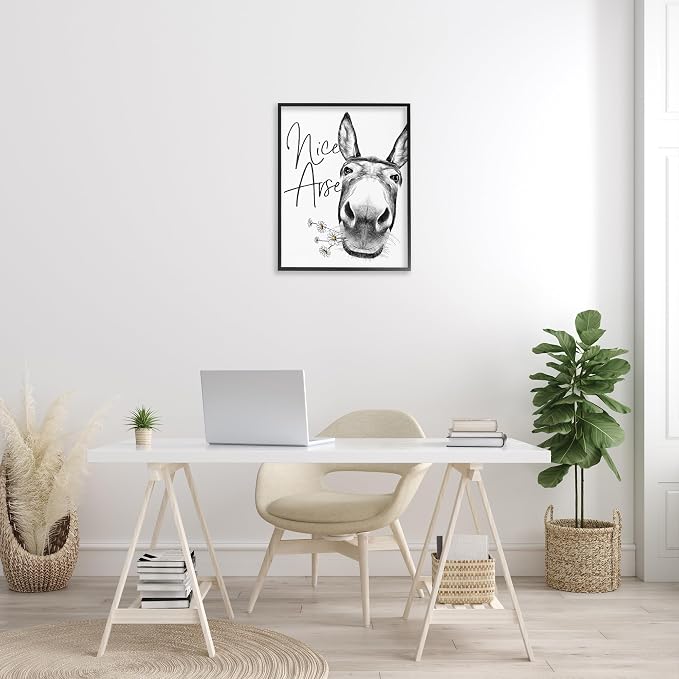 Stupell Industries 'Nice Arse Donkey Pun', Framed Giclee Art, Black, 24 x 30 Inches, Easy to Hang and Sturdy, Made in USA, by Lettered and Lined