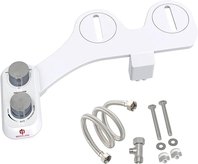 Beech Lane RV Bidet, Fits Most RV Toilets, Self Cleaning Adjustable Spray, Easy Install and Non-Electric, Prevents Toilet Paper Buildup in Black Tank, Included Metal Mounting Hardware and Hose