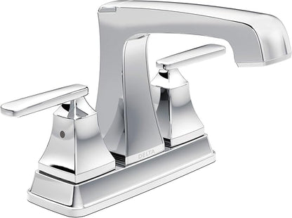 Delta Faucet Ashlyn Centerset Bathroom Faucet, Chrome Bathroom Sink Faucet, 2 Handle Bathroom Faucet, Diamond Seal Technology, Metal Drain Assembly, Chrome 2564-MPU-DST