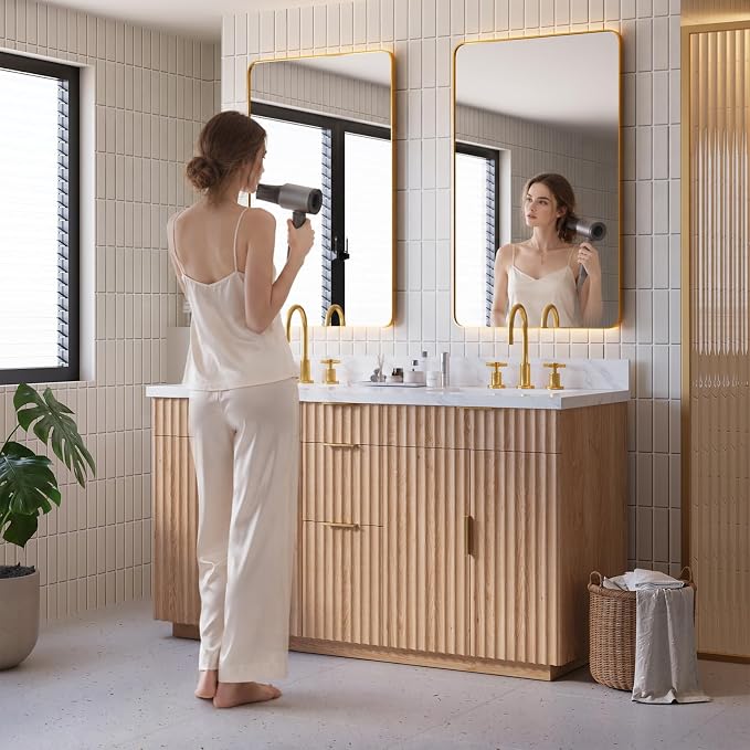 60 inch Double Sink Bathroom Vanity with Countertop,2 Rectangular Porcelain Sink, Solid Wood, 1.5 inch Carrara White Quartz, 4 Soft Closing Doors,3 Dovetail Drawers,2 Tilt Drawer