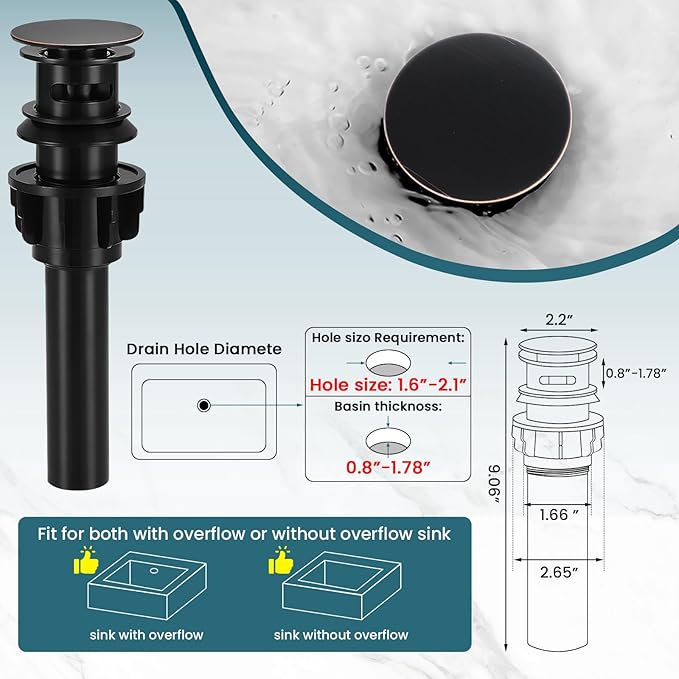 Bathroom Faucet 3 Hole,Oil Rubbed Bronze Bathroom Sink Faucet with 360°Swivel Spout, 8 inch Widespread 2 Handle Faucet for Bathroom Sink Vanity RV with Pop-up Drain Supply Line Stainless Steel