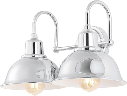 JONATHAN Y 18" Chrome Farmhouse Industrial 1-Light LED Vanity Wall Sconce for Bathroom Mirror Kitchen, Metal Shade, Dimmable Vintage Lighting, LED Bulb Included (JYL7482A)