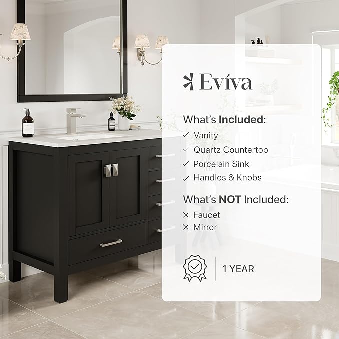 Eviva London 42 in. Espresso Single Sink Bath Vanity with Carrara Quartz Top and Undermount Porcelain Sink
