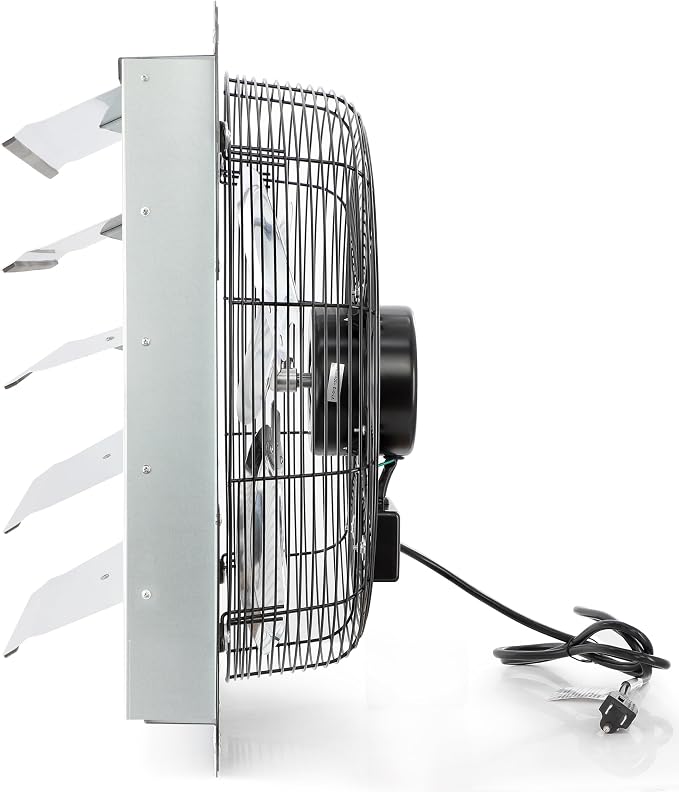 Vie Air Shutter Exhaust Fan with Power Cord – High-Performance Ventilation for Indoor/Outdoor Spaces, Energy-Efficient Cooling - Vent fan for Commercial, Greenhouse, Attic, Shed & Shop (20 Inch)