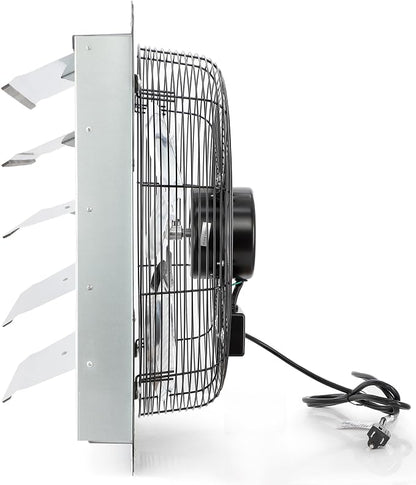 Vie Air Shutter Exhaust Fan with Power Cord – High-Performance Ventilation for Indoor/Outdoor Spaces, Energy-Efficient Cooling - Vent fan for Commercial, Greenhouse, Attic, Shed & Shop (20 Inch)