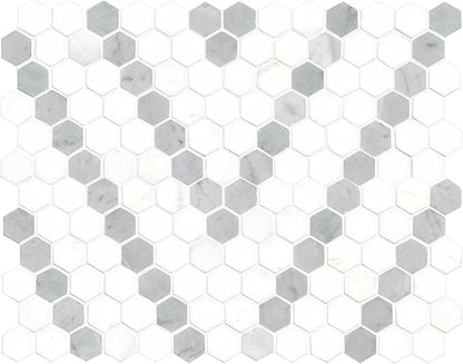 MSI Bianco Dolomite Sazi 11 in. x 14 in. Polished Marble Hexagon Wall Tile and Floor Tile for Kitchen Backsplash, Wall Tile for Bathroom, Shower Wall Tile, Mesh Mounted Mosaic Tile