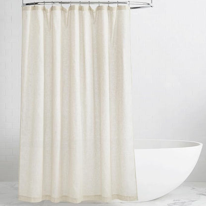 KGORGE Natural Linen Blend Sheer Shower Curtains for Bathroom | Semi-Sheer Waterproof Fabric Lightweight Button Hole for Bathtub, 12 Rust-Proof Hooks Included, W72 x L90