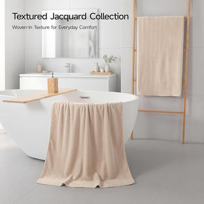 ecolook Microfiber Bath Towels Set of 2, 31 x 63 Inch Extra Large Bath Towel Set, Super Soft & Highly Absorbent, Quick Dry Lightweight Towels for Bathroom, Gym, Spa, Pool & Travel, Camel
