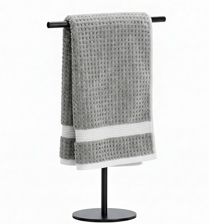 Songtec Hand Towel Holder Stand for Bathroom, Fingertip Towel Rack, Rust-Proof Accessories Jewelry Stand - Black