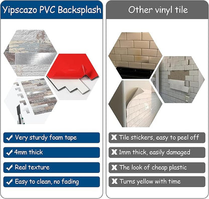 Yipscazo 2026 New Upgrade Peel and Stick Wood Metal Tile Backsplash, Stick on Tiles for Backsplash Kitchen, Bathroom (20 Sheets, Light Wood)