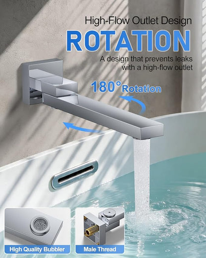 Woindo 4 Function Shower Faucet Set 12" Rain Shower Head/6'' Side Shower Head and 3 Setting Handheld Ceiling Mount Push Button Diverter Complete Rainfall Round Shower System Included Valve Trim Kit