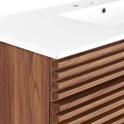 Modway Render 48" Single Bathroom Vanity in Walnut White