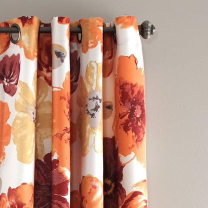 Lush Decor Leah Room Darkening Window Curtain Panel Pair, 84 inch x 52 inch, Red/Orange, Set of 2