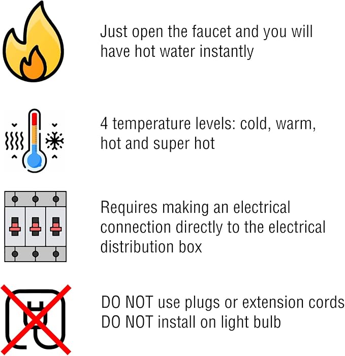 FAME - Electric shower110V - SUPERDUCHA QUATTRO. Tankless Water Heater Electric. 4 temperatures. Calentador de agua electrico - 4400W.