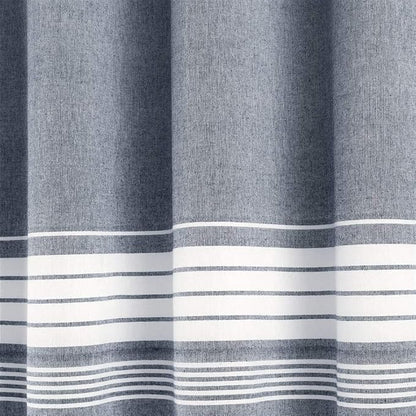 Lush Decor Nantucket Yarn Dyed Cotton Blend Tassel Fringe Shower Curtain Single 72" W x 72" L Navy - Blue Shower Curtains for Bathroom Curtain