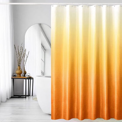 Orange Ombre Fabric Shower Curtain for Bath Decor, 72 x 72 | Orange Gradient Fabric Shower Curtain, Cloth-Textured Bathroom Curtains Shower Set, Water Repellent and Machine Washable