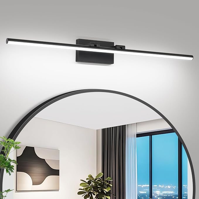 LED Bathroom Vanity Light, Modern Bathroom Light Fixture Over Mirror (Cool White 6000K), Vanity Light Bar with Angle Adjustable, 40 Inch, Black