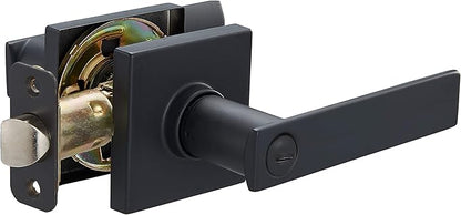 Amazon Basics Contemporary Stamford Privacy Door Lever, Easy Installation, Matte Black, 1-Pack