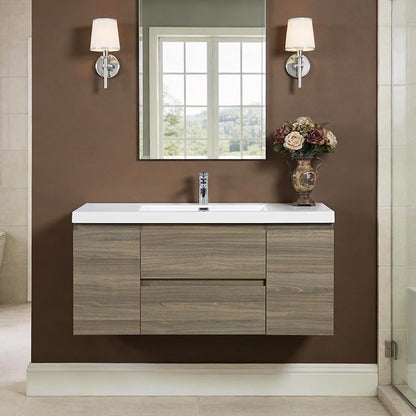 Floating Vanity Bathroom, 48 Inch Bathroom Vanity with Sink, Wall Mounted Single Sink Bathroom Vanity, Soft Closed 2 Drawers, Integrated Sink (Ash Grey)