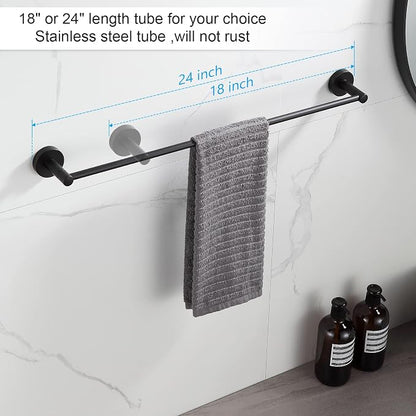 BGL Bathroom Hardware Set Black Bathroom Accessory Set Towel Bar 8 Pieces