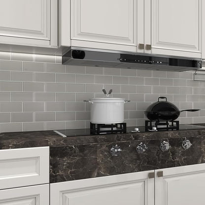 Warm Grey Glass Subway Tile, Glass for Bathroom Kitchen Shower Backsplash Wall, 3 x 6 Inches, 4 Sq.Ft.