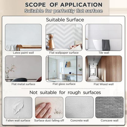 iCAGY Acrylic Full Body Self-Adhesive Shatterproof Mirror | Ultra-Thin, Lightweight, Frameless, Easy Install, Wall Mirror for Home Gym, Bedroom, Closet Door, Rectangle, 16"x 40", 1PCS