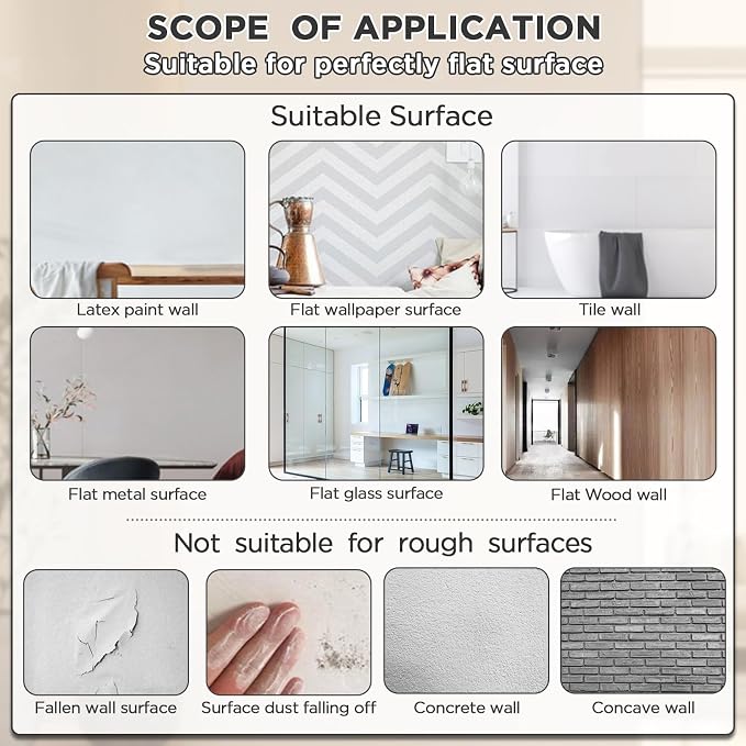 iCAGY Acrylic Full Body Self-Adhesive Shatterproof Mirror | Ultra-Thin, Lightweight, Frameless, Easy Install, Wall Mirror for Home Gym, Bedroom, Closet Door, Rectangle, 18"x 48", 1PCS