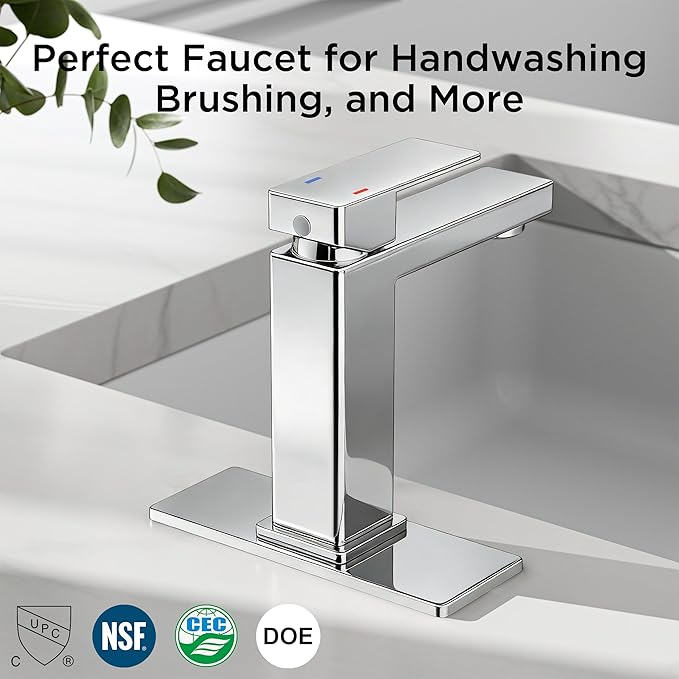 FORIOUS Bathroom Faucets for 1 or 3 Hole Sink, Chrome Single Handle Bathroom Faucet with Pop-up Drain and Supply Lines, Suitable for Vanity RV Lavatory Restroom