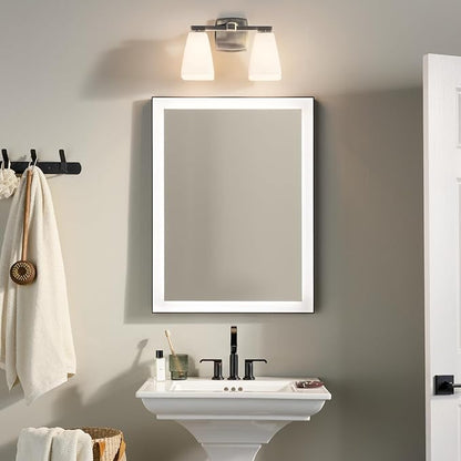 Kichler Marant 14.25" 2-Light Vanity Light with Opal Glass in Brushed Nickel, for Bathroom, Powder Room, Over a Mirror, (14.25" W x 9.5" H), 55215NI