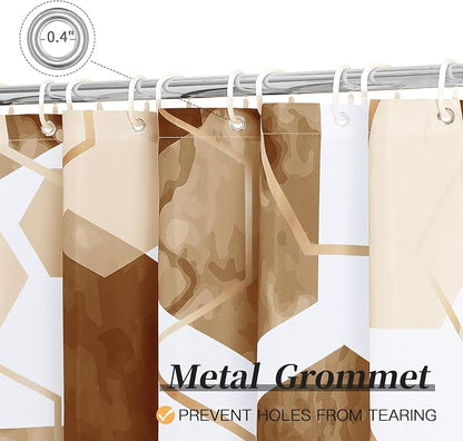 Litabel Extra Long Geometric Shower Curtain for Bathroom, 72x84 | Extra Long Modern Minimalist Shower Curtais, Brown Geometric Art Print Abstract Waterproof Bath Curtain