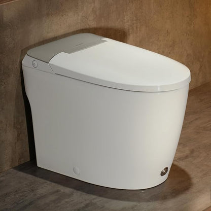One Piece Toilet with 17.2" ADA Comfort Chair Height Seat,Silver | Compact Modern Toilet for Bathroom,Elongated Bowl,1.0GPF Button & Foot Kick Flush, Air Pressure Assisted Flush, 12'' Rough-in
