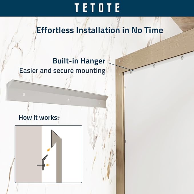 TETOTE 72 x 36 Inch Large Gold Vanity Mirror for Bathroom Sink Wall Mounted Brushed Gold Rectangle Stereo Beveled Framed Shatterproof Mirror Modern Home Living Room Decorative, Horizontal/Vertical