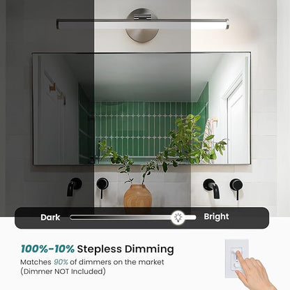KAISITE Bathroom Light Fixture Over Mirror 22IN Brushed Nickel Vanity Lighting Fixture Dimmable LED Vanity Light Rotatable Modern Bathroom Light Bar 18W 3000K