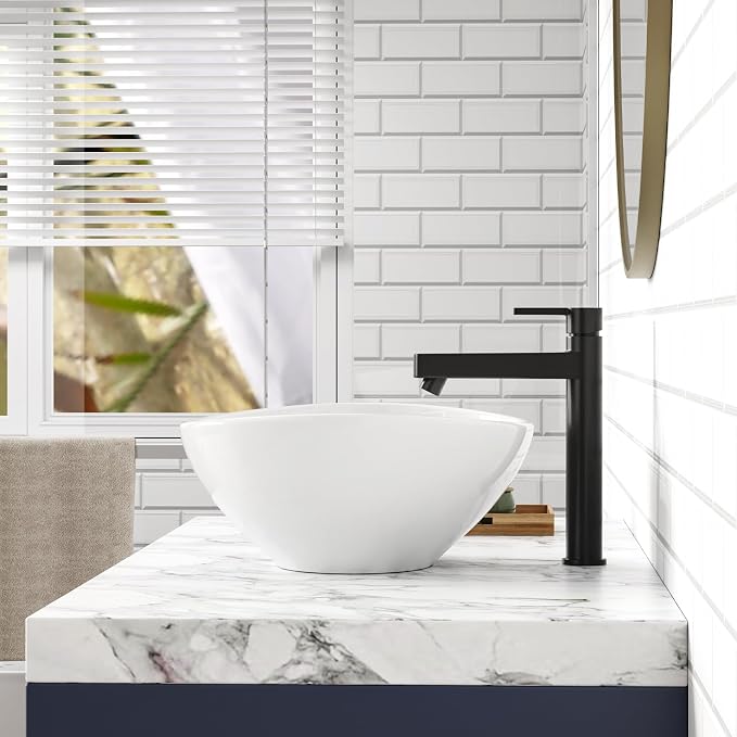 Vessel Sink 15.75x13 Inch, Oval Ceramic Bathroom Vessel Sink, Drop-In Above Counter Vanity Sink for Bathroom, White Wash Basin Bowl