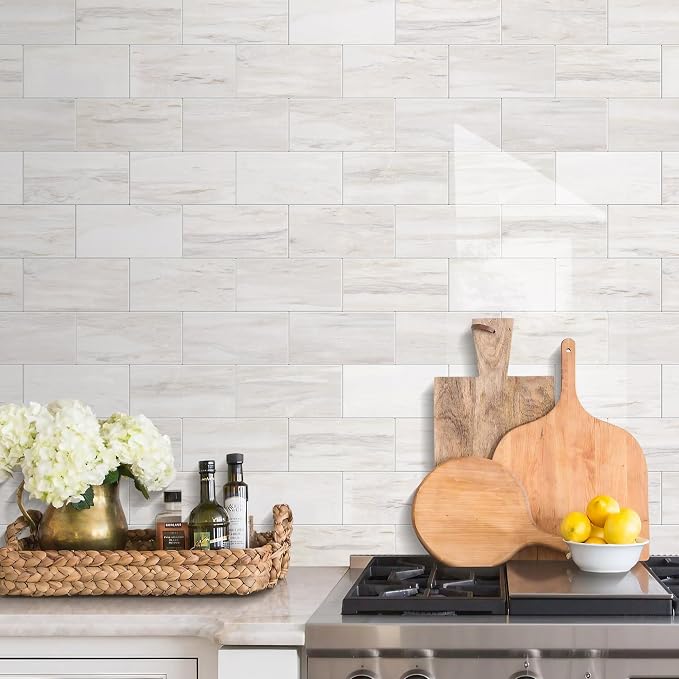 STICKGOO Subway Tile Peel and Stick Backsplash, Glossy Light Brown PVC Self Adhesive Tile Backsplash, Stick on Tile for Kitchen and Bathroom(10 Sheets)
